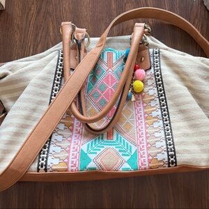 Aldo Beige and Multicolor Travel Bag